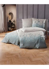 Bettw&auml;sche Kaeppel Gr. 3, blau (taubenblau, grau, bedruckt), B/L: 155cm x 220cm, Mako-Satin, B/L: 80cm x 80cm, 2 Stk., Mako-Satin, 100% Baumwolle, Bettw&auml;sche, Bettw&auml;sche