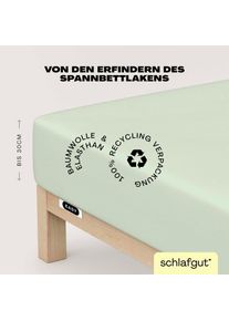 Spannbettlaken Schlafgut "EASY JERSEY ELASTHAN Bettlaken, 170 g/m&sup2;, 95% Baumwolle, 5% Elasthan", gr&uuml;n (gr&uuml;n light), 1 Stk., Jersey, 180-200x200-220 30cm, Jersey, Obermaterial: 95% Baumwolle, 5% Elasthan, Bettlaken, Spannbettlaken, Spannbettlaken bis 30 cm H&ouml;he, b&uuml;gelfrei, pflegeleicht, perfekter Sitz