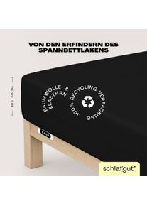 Spannbettlaken Schlafgut "EASY JERSEY ELASTHAN Bettlaken, 170 g/m&sup2;, 95% Baumwolle, 5% Elasthan", schwarz (off, schwarz), 1 Stk., Jersey, 180-200x200-220 30cm, Jersey, Obermaterial: 95% Baumwolle, 5% Elasthan, Bettlaken, Spannbettlaken, Spannbettlaken bis 30 cm H&ouml;he, b&uuml;gelfrei, pflegeleicht, perfekter Sitz