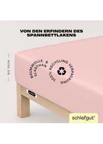 Spannbettlaken Schlafgut "EASY JERSEY ELASTHAN Bettlaken, 170 g/m&sup2;, 95% Baumwolle, 5% Elasthan", lila (lila light), 1 Stk., Jersey, 90-100x200-220 30cm, Jersey, Obermaterial: 95% Baumwolle, 5% Elasthan, Bettlaken, Spannbettlaken, Spannbettlaken bis 30 cm H&ouml;he, b&uuml;gelfrei, pflegeleicht, perfekter Sitz