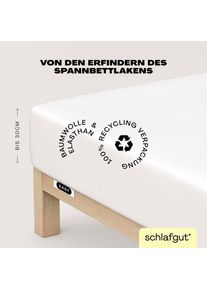 Spannbettlaken Schlafgut "EASY JERSEY ELASTHAN Bettlaken, 170 g/m&sup2;, 95% Baumwolle, 5% Elasthan", wei&szlig; (full, wei&szlig;), 1 Stk., Jersey, 180-200x200-220 30cm, Jersey, Obermaterial: 95% Baumwolle, 5% Elasthan, Bettlaken, Spannbettlaken, Spannbettlaken bis 30 cm H&ouml;he, b&uuml;gelfrei, pflegeleicht, perfekter Sitz