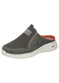 Clog Rieker, Herren, Gr. 43, gr&uuml;n (khaki), Lederimitat, Textil, kontrastfarbene Details, used, Schuhe Clog, Sommerschuh, Hausschuh, Schlupfschuh mit seitlichen Stretcheins&auml;tzen
