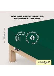 Spannbettlaken Schlafgut "EASY JERSEY ELASTHAN Bettlaken, 170 g/m&sup2;, 95% Baumwolle, 5% Elasthan", gr&uuml;n (gr&uuml;n deep), 1 Stk., Jersey, 90-100x200-220 30cm, Jersey, Obermaterial: 95% Baumwolle, 5% Elasthan, Bettlaken, Spannbettlaken, Spannbettlaken bis 30 cm H&ouml;he, b&uuml;gelfrei, pflegeleicht, perfekter Sitz