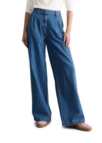 Marc O'Polo Weite Jeans MARC O'POLO DENIM "Model Tomma", Damen, Gr. 31, L&auml;nge 32, blau (medium blau), Denim/Jeans, Obermaterial: 100% Baumwolle, relaxed fit lang, Jeans Weite Jeans, High Pleated Waist, Wide Leg