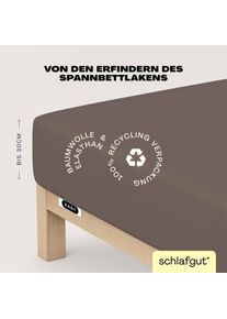 Spannbettlaken Schlafgut "EASY JERSEY ELASTHAN Bettlaken, 170 g/m&sup2;, 95% Baumwolle, 5% Elasthan", beige (sand deep), 1 Stk., Jersey, 180-200x200-220 30cm, Jersey, Obermaterial: 95% Baumwolle, 5% Elasthan, Bettlaken, Spannbettlaken, Spannbettlaken bis 30 cm H&ouml;he, b&uuml;gelfrei, pflegeleicht, perfekter Sitz