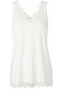 Spitzentop rosemunde "Billie Tank Top", Damen, Gr. 42, wei&szlig; (ivory), Web, Obermaterial: 90% Polyester, 10% Elasthan, unifarben, normal h&uuml;ftbedeckend, V-Ausschnitt, Tops Spitzentop, Vintage-Spitzenbesatz an V- Ausschnitt und Saum