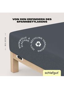 Spannbettlaken Schlafgut "EASY JERSEY ELASTHAN Bettlaken, 170 g/m&sup2;, 95% Baumwolle, 5% Elasthan", grau (grau deep), 1 Stk., Jersey, 90-100x200-220 30cm, Jersey, Obermaterial: 95% Baumwolle, 5% Elasthan, Bettlaken, Spannbettlaken, Spannbettlaken bis 30 cm H&ouml;he, b&uuml;gelfrei, pflegeleicht, perfekter Sitz