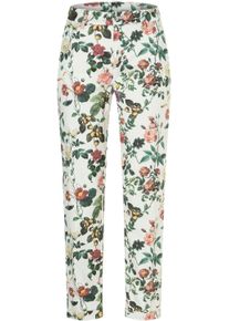 Stretch-Hose MAC "CHINO turn up", Damen, Gr. 46, N-Gr, bunt (flower print), Web, Obermaterial: 96% Baumwolle, 4% Elasthan, gemustert, kn&ouml;chelfrei, Hosen Stretch-Hose, mit Umschlagsaum