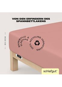 Spannbettlaken Schlafgut "EASY JERSEY ELASTHAN Bettlaken, 170 g/m&sup2;, 95% Baumwolle, 5% Elasthan", lila (lila mid), 1 Stk., Jersey, 90-100x200-220 30cm, Jersey, Obermaterial: 95% Baumwolle, 5% Elasthan, Bettlaken, Spannbettlaken, Spannbettlaken bis 30 cm H&ouml;he, b&uuml;gelfrei, pflegeleicht, perfekter Sitz