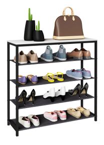 Schuhregal Vcm "Metall Holz Schuhregal Schuhablage 4 F&auml;cher Taliro", wei&szlig;, B:90cm T:30cm, Regale, Schuhregal