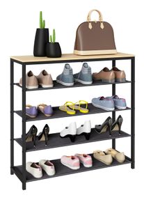 Schuhregal Vcm "Metall Holz Schuhregal Schuhablage 4 F&auml;cher Taliro", braun (honig, eiche), B:90cm T:30cm, Regale, Schuhregal