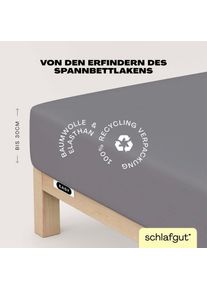 Spannbettlaken Schlafgut "EASY JERSEY ELASTHAN Bettlaken, 170 g/m&sup2;, 95% Baumwolle, 5% Elasthan", grau (grau mid), 1 Stk., Jersey, 140-160x200-220 30cm, Jersey, Obermaterial: 95% Baumwolle, 5% Elasthan, Bettlaken, Spannbettlaken, Spannbettlaken bis 30 cm H&ouml;he, b&uuml;gelfrei, pflegeleicht, perfekter Sitz