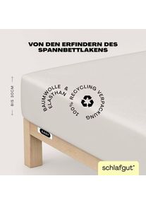 Spannbettlaken Schlafgut "EASY JERSEY ELASTHAN Bettlaken, 170 g/m&sup2;, 95% Baumwolle, 5% Elasthan", beige (sand light), 1 Stk., Jersey, 90-100x200-220 30cm, Jersey, Obermaterial: 95% Baumwolle, 5% Elasthan, Bettlaken, Spannbettlaken, Spannbettlaken bis 30 cm H&ouml;he, b&uuml;gelfrei, pflegeleicht, perfekter Sitz