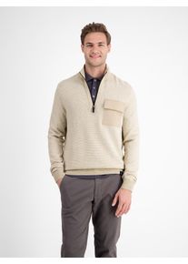 Strickpullover Lerros "Stricktroyer in Strukturstrick", Herren, Gr. XL, tender beige melange, 100% Baumwolle, ohne Ausschnitt, Pullover Strickpullover
