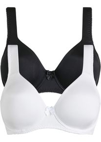 T-Shirt-BH bonprix "T-Shirt BH mit B&uuml;gel und Glanzeffekt (2er Pack)", Damen, Gr. 85, Cup E, schwarz, wei&szlig;, Obermaterial: 88% Polyamid, 12% Elasthan. Futter: 88% Polyamid, 12% Elasthan. Netz: 83% Polyamid, 17% Elasthan, BHs T-Shirt-BH, mit B&uuml;ge und Glanz-Effekt