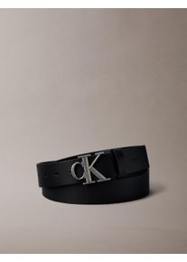 Lederg&uuml;rtel Calvin Klein "CK BUCKLE SMOOTH 35MM", Herren, Gr. 120, schwarz (schwarz, antique silber), Web, B&uuml;ffelleder, G&uuml;rtel Lederg&uuml;rtel, Gr&ouml;&szlig;enverstellbar mit Metallschlie&szlig;e