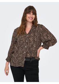 Druckbluse Only CARMAKOMA "CARRAYA 3/4 SHIRT WVN NOOS", Damen, Gr. 54, silber mink aop:animal, Web, Obermaterial: 100% Viskose, bedruckt, regular fit normal, Blusen Druckbluse