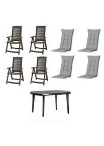 Gartentischgruppe Aruba/Elise 9-tlg. Grau