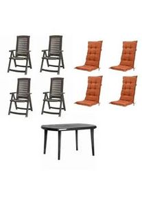 Gartentischgruppe Aruba/Elise 9-tlg. Grau/Terracotta