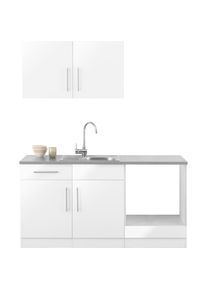 Wiho-K&uuml;chen wiho K&uuml;chen, K&uuml;che &raquo;Cali, TOPSELLER&laquo; wahlweise mit E-Ger&auml;ten, Breite 160 cm, K&uuml;che: wei&szlig; + Front: Wei&szlig; Glanz + Korpus: wei&szlig; + Arbeitsplatte: Canvas 