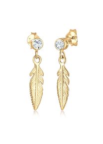 Elli, Damen, Paar Ohrh&auml;nger &raquo;Ohrringe Ohrh&auml;nger Feder 925 Silber, mit Kristallen von Swarovski &laquo;, Gold, Gold, Himmlischer Ohrschmuck f&uuml;r Damen