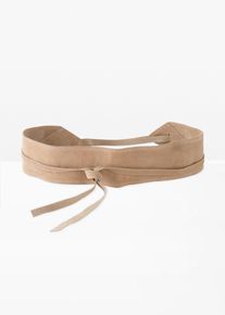Bindeg&uuml;rtel aus Leder, beige, Gr&ouml;&szlig;e 95, Veloursleder, bonprix