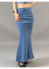 Hot girl high waisted denim fish tail hip hugging skirt for women in 2025 summer new design long dress style