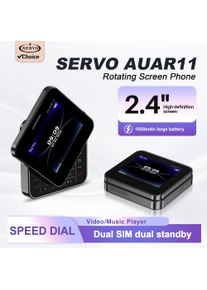 SERVO Rotating Screen Mini Mobile Phone 2G Cellular Speed Dial FM Radio Button Cellphones 2.4" Color Display Dual SIM Flashlight