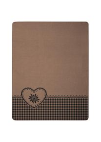 Biederlack Wohndecke &raquo;Alp Charm&laquo; Herzmotiv mit Enzianbl&uuml;te mit klassischem Karo