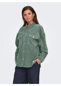 Hemdbluse Only "ONLTIGGY L/S CORD SHACKET PNT", Damen, Gr. XL, gr&uuml;n (lilypad), Cord, Obermaterial: 100% Baumwolle, unifarben, oversize h&uuml;ftbedeckend, Blusen Hemdbluse, Baumwolle, oversize