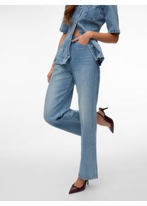 V&eacute;ro Moda High-waist-Jeans VERO MODA "VMVEGA HR WIDE DENIM JEANS SI389 NOOS", Damen, Gr. 33, L&auml;nge 32, light blau denim, Denim/Jeans, Obermaterial: 100% Baumwolle, unifarben, oversize lang, Jeans High-waist-Jeans, Baumwolle, wide fit, high waist