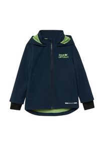 Softshelljacke s.Oliver JUNIOR, Jungen, Gr. 116, blau, Web, Obermaterial: 100% Polyester, bedruckt, unifarben, normal h&uuml;ftbedeckend, Rundhals, elastischer Bund, Jacken Softshelljacke, mit Kapuze