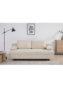 OTTO home, Schlafsofa &raquo;ONNIKO Cord, Breite: 192 cm, Liegefl&auml;che 121x192 cm, softer Cord-Bezug&laquo; mit Bettfunktion & Bettkasten, creme, B/H/T: 192 cm x 