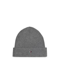 Tommy Hilfiger, Herren, Strickm&uuml;tze &raquo;TH FLAG PIMA COTTON BEANIE&laquo; Beanie mit Logostickerei, mit Kaschmiranteil Unisex, Mid Grey Heather, Mid Grey 