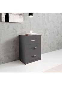 Schlafkontor, Nachttisch &raquo;Pepe&laquo; mit 3 Schubk&auml;sten, Graphit,