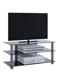 Vcm, Wohnzimmertisch &raquo;TV M&ouml;bel Sideboard Fernseh Rack Alu Glas Netasa&laquo;, Schwarzglas, Schwarzglas