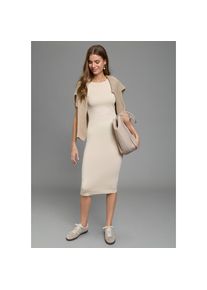 Laura Scott, Damen, Strickkleid aus Viskosemischung mit eleganter Passform, sand-melange, N-Gr, 48 - N-Gr, sand-melange, Strickkleid in wadenlanger 