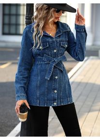 plus Size Women's Slim Fit Denim Jacket Fashion Waist-Cinching Design Washed Large Size Women's Jeans Jacket
