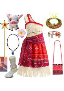 New New one-shoulder Moana Girl Plays Cute Princess Sleeveless Clothing Plus Accessories Set Beach Family Party Birthday Gift