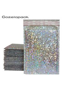 50PCS Holographic Metallic Bubble Mailer Glamour Colorful Silver Shades Foil Cushion Wedding bags Padded Shipping Envelopes