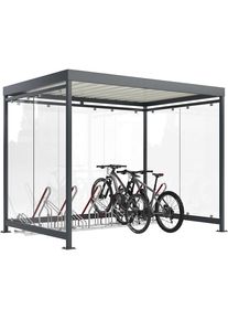 &Uuml;berdachung K&ouml;ln mit Anlehnparker Modell 2500 XBF, 6 Einstellpl&auml;tze, 7 Glaselemente, B 3180 mm, fertig montiert WSM