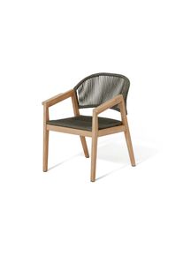 Tchibo - Komfort-Gartenstuhl mit Textilgeflecht - 60x69x84cm - hellgrau - Eukalyptus-Massivholz / Stahl / Polypropylen