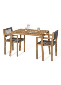Tchibo - Balkon-Set mit Textilgeflecht - 110x65,6x75cm - grau - Akazienholz / Stahl / Polypropylen