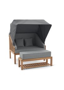 Tchibo - Premium Lounge-Strandkorb mit Sonnenschutz-Dach - 140x105x175cm - anthrazit - Akazienholz / Polypropylen / Polyester