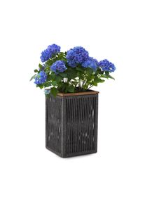 Tchibo - Pflanztopf mit Textilgeflecht - 32,7x31,7x50,5cm - anthrazit - Akazienholz / Polypropylen / Stahl