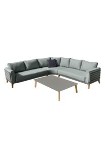 Leco Lounge-Ecke inkl. Tisch &raquo;Moss&laquo; - 284x284x62cm - anthrazit - Aluminium / Polyester / Schaumstoff