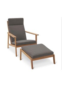 Tchibo - Wygodny fotel ogrodowy z wysokim oparciem i podn&oacute;żkiem - kolor: beżowy/brązowy