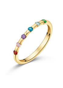 Fingerring Firetti "Schmuck Geschenk Silber 925 Damenring Ring Regenbogen" Gr. 56, gelbgoldfarben, rot, pink, amethyst, dunkelblau, hellblau, gr&uuml;n, Fingerringe, Damen, 56, Silber 925 (Sterlingsilber), 2mm, Fingerring, mit Zirkonia (synth.)