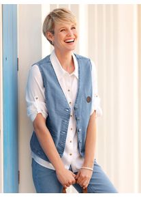 Jeansweste Classic Basics, Damen, Gr. 46, blau, bleached, gestreift, 81% Baumwolle, 17% Polyester, 2% Elasthan, gemustert, gestreift, Westen Jeansweste