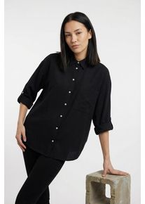Langarmbluse Vila "VIPRISILLA L/S LOOSE SHIRT - NOOS", Damen, Gr. 40, schwarz (schwarz beauty), Web, Obermaterial: 50% Viskose, 40% Baumwolle, 10% Leinen, unifarben, l&auml;ssig geschnitten normal, Blusen Langarmbluse